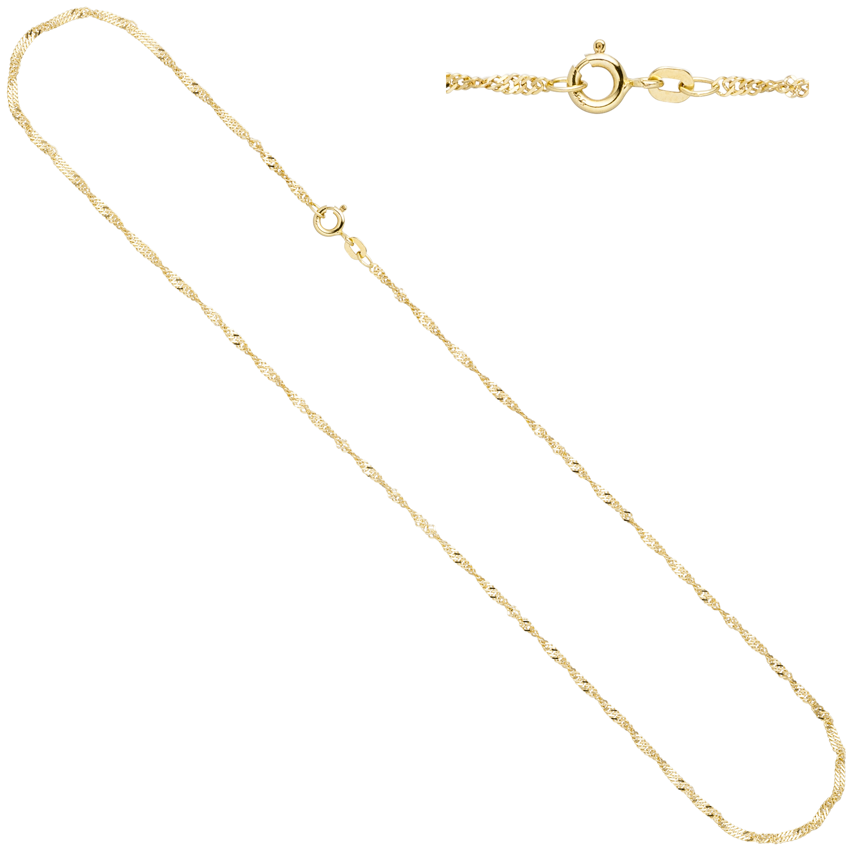 Singapurkette 585 Gelbgold 1,8 mm 42 cm Gold Kette Halskette Federring